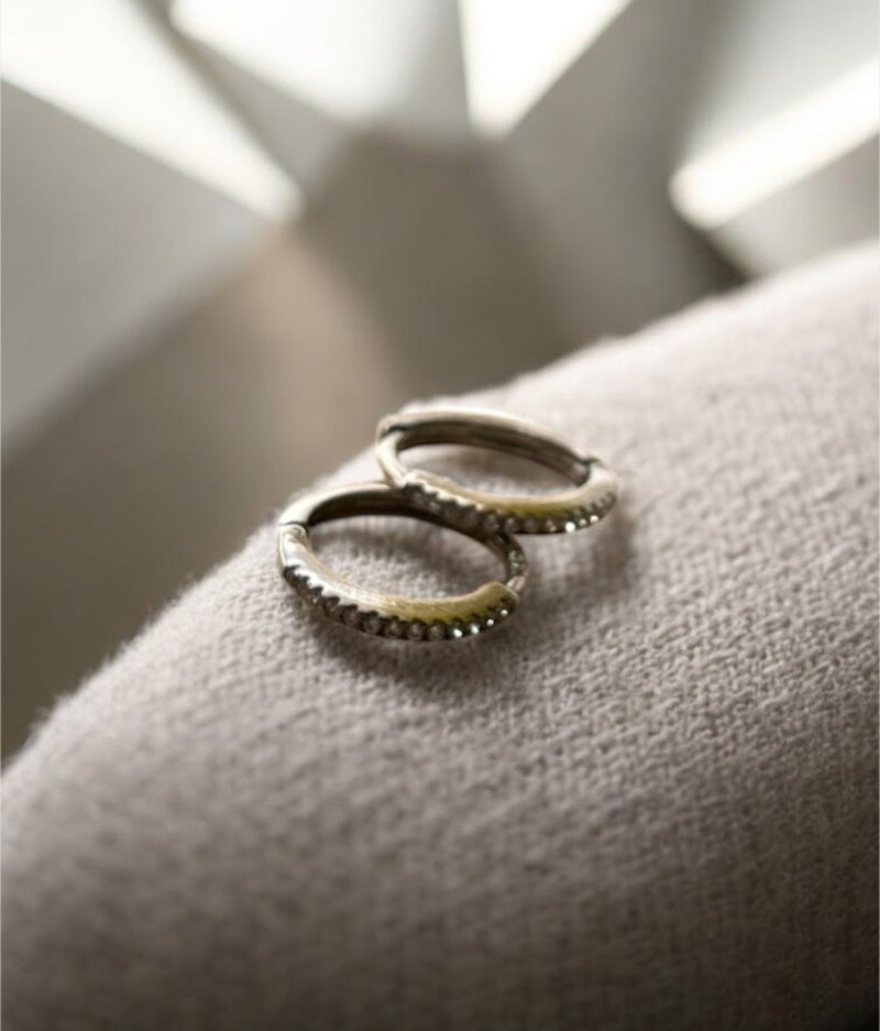Silver Zirconia Huggie