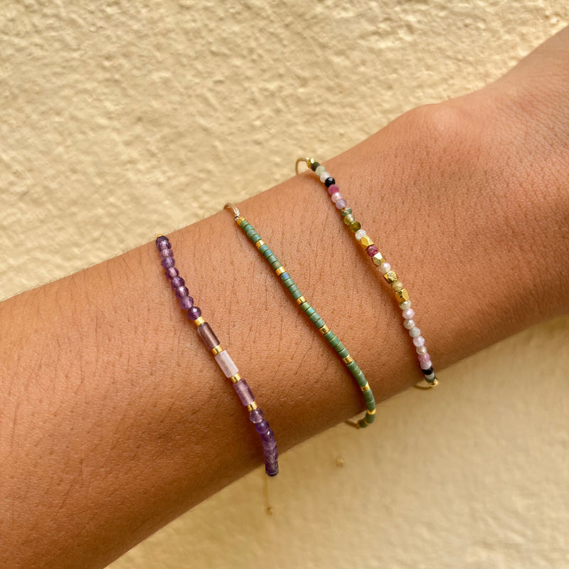 Brazalete Ajustable Piedras Naturales + Miyuki
