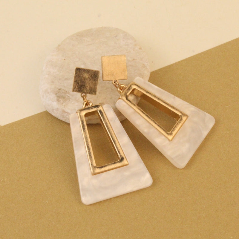 Pendientes Largos Nacar y Resina